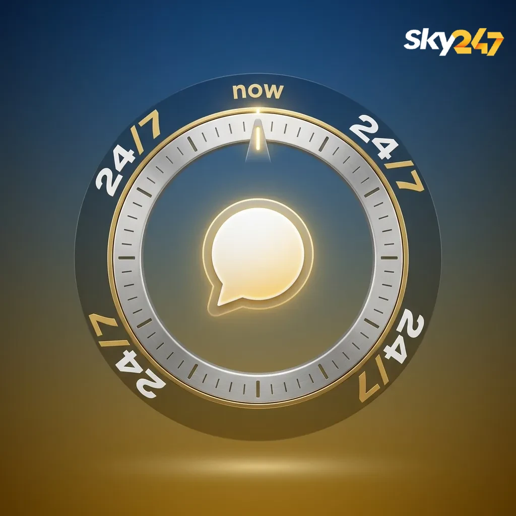 Sky247 user on phone using live chat support, chat window open with agent messages and help icons