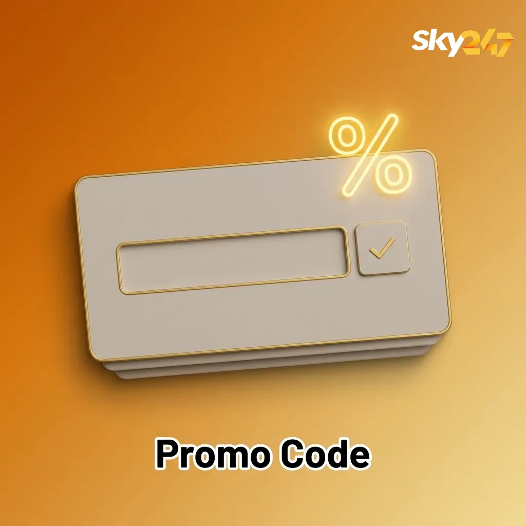 Promo code info page showing SKY24CB, SKYSPORT, SKYCASINO offers and steps to apply a code during deposit