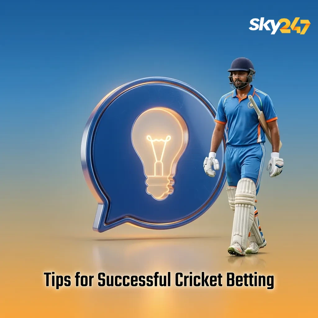 Graphic titled “Tips for Successful Cricket Betting” showing icons for stats, pitch and weather, and bankroll management
