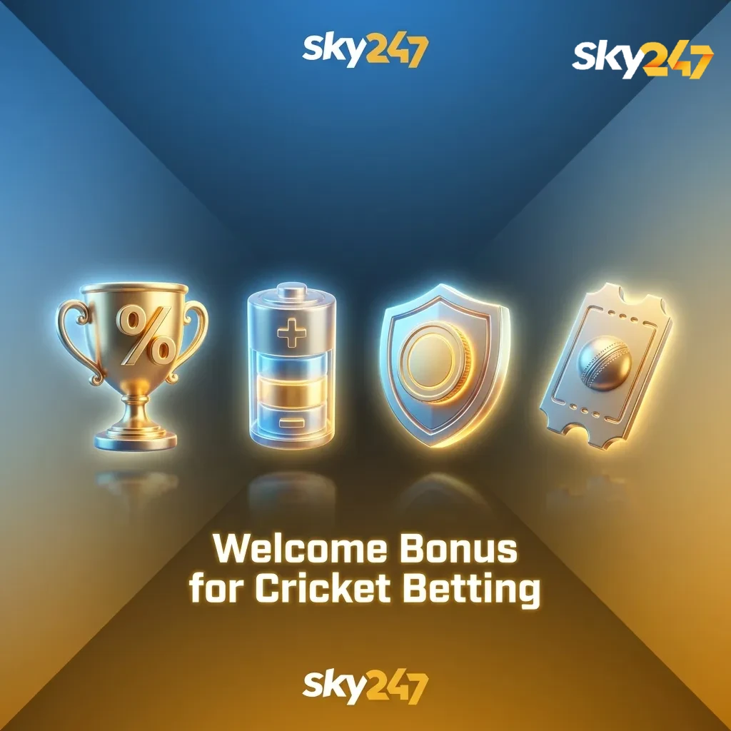 Banner showing “24% cricket welcome cashback up to ₹10,247” with cricket icons and betting app interface