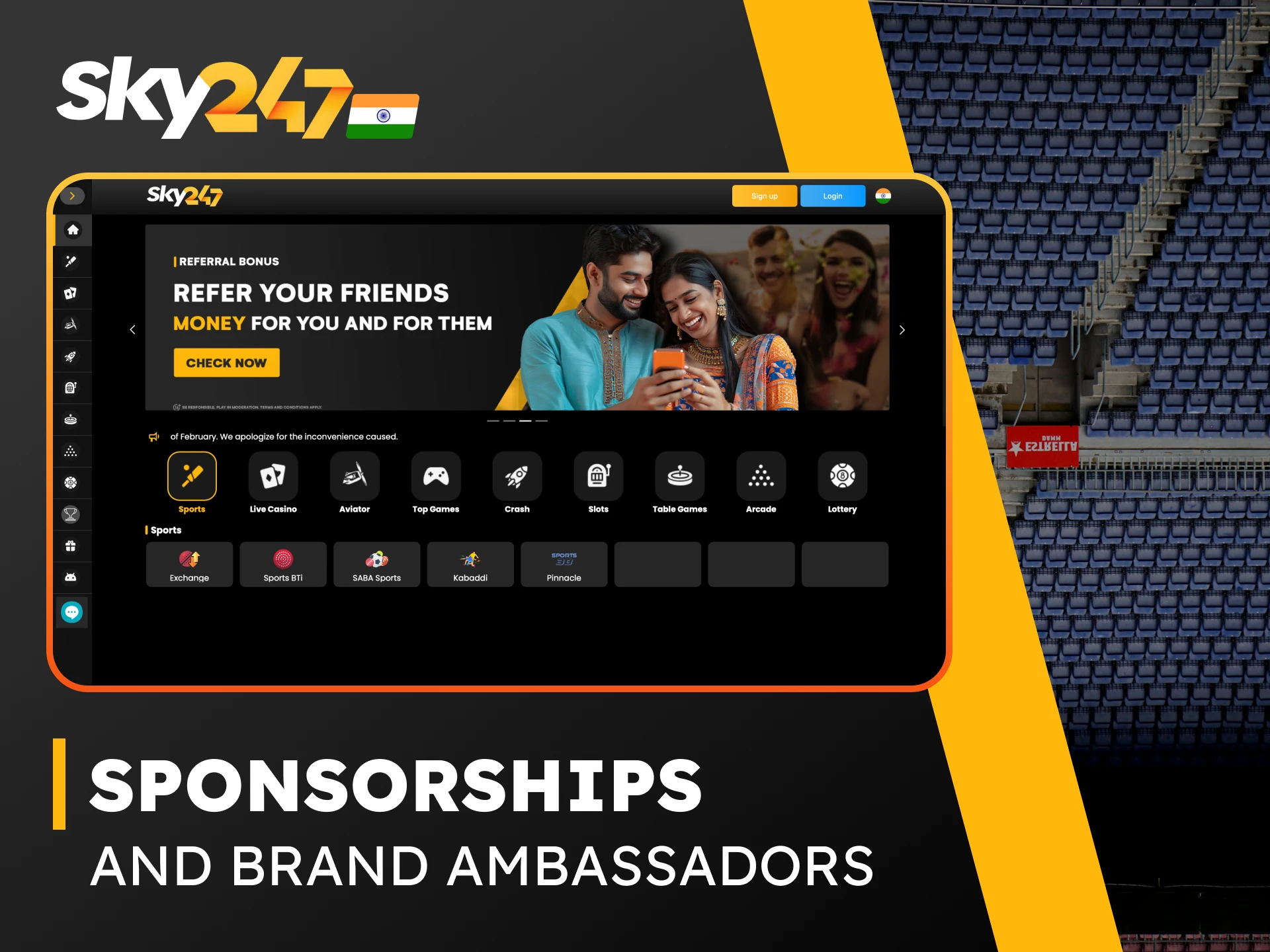 Sky247 Sponsorships and Brand Ambassadors.