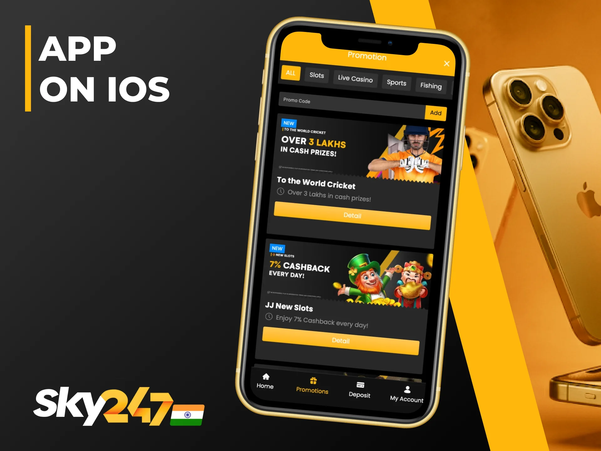 Install the Sky247 app on iOS and enjoy live betting.